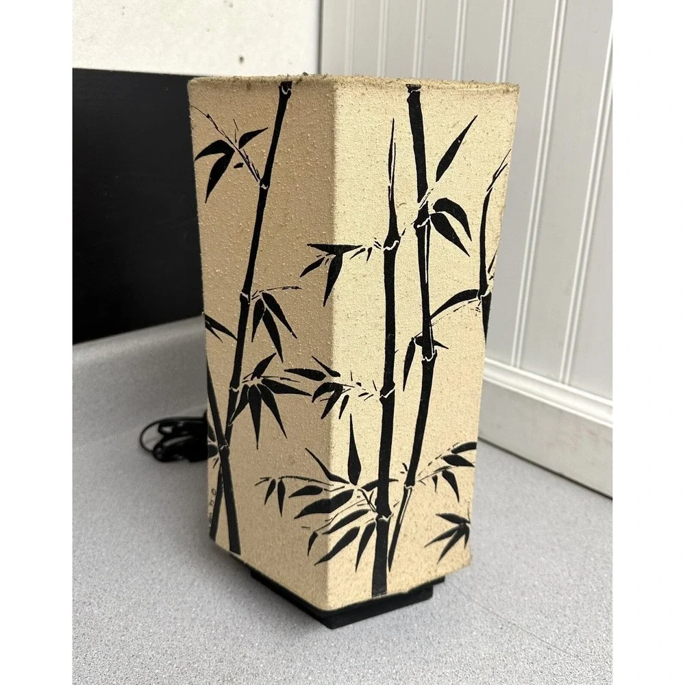 Vintage '95 Hand Painted Bamboo Patterned Table Lamp 